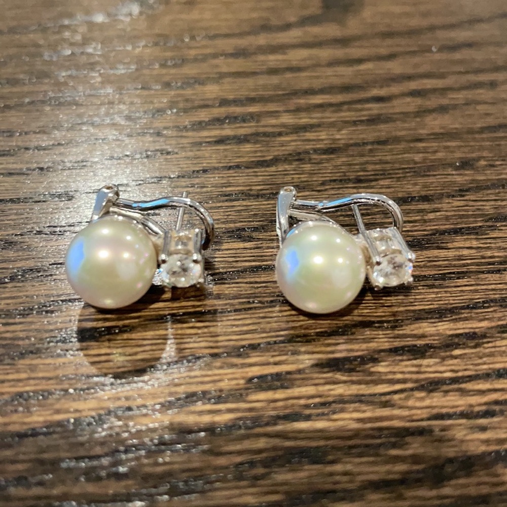 Pearl and cz earrings